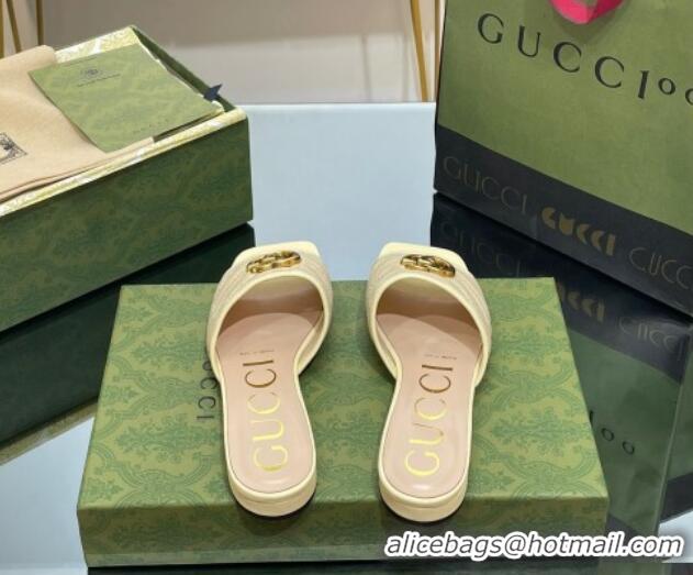 Grade Quality Gucci Jumbo GG Canvas Slide Sandals Yellow 0302100