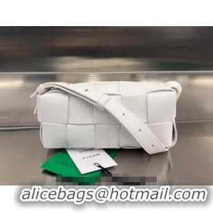 Promotional Bottega Veneta Small Brick Cassette Bag in Intreccio Lambskin 729166 White 2023