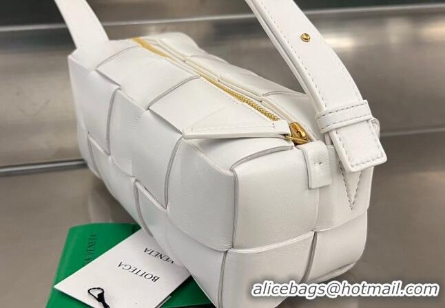 Promotional Bottega Veneta Small Brick Cassette Bag in Intreccio Lambskin 729166 White 2023