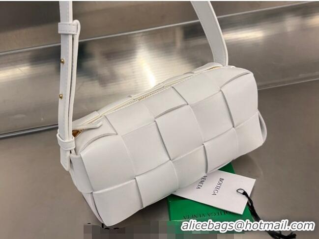 Promotional Bottega Veneta Small Brick Cassette Bag in Intreccio Lambskin 729166 White 2023