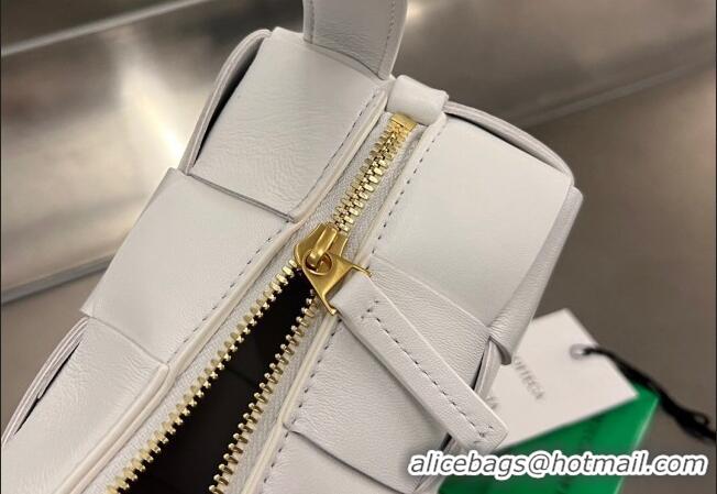 Promotional Bottega Veneta Small Brick Cassette Bag in Intreccio Lambskin 729166 White 2023