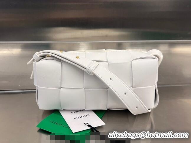 Promotional Bottega Veneta Small Brick Cassette Bag in Intreccio Lambskin 729166 White 2023