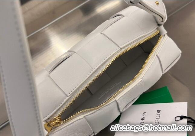 Promotional Bottega Veneta Small Brick Cassette Bag in Intreccio Lambskin 729166 White 2023