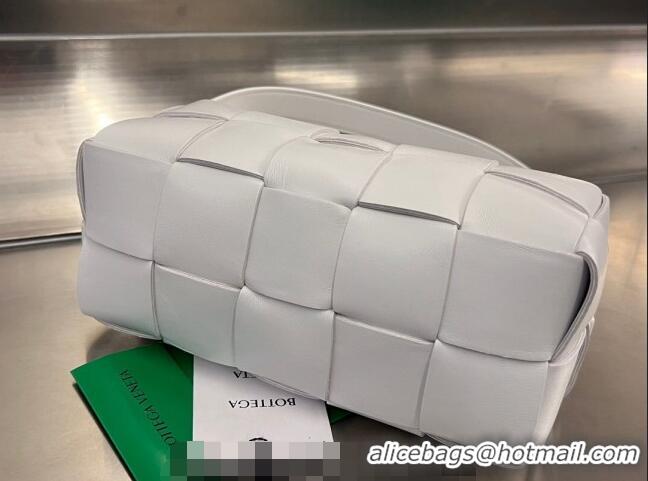 Promotional Bottega Veneta Small Brick Cassette Bag in Intreccio Lambskin 729166 White 2023