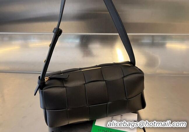 Famous Brand Bottega Veneta Small Brick Cassette Bag in Intreccio Lambskin 729166 Black 2023