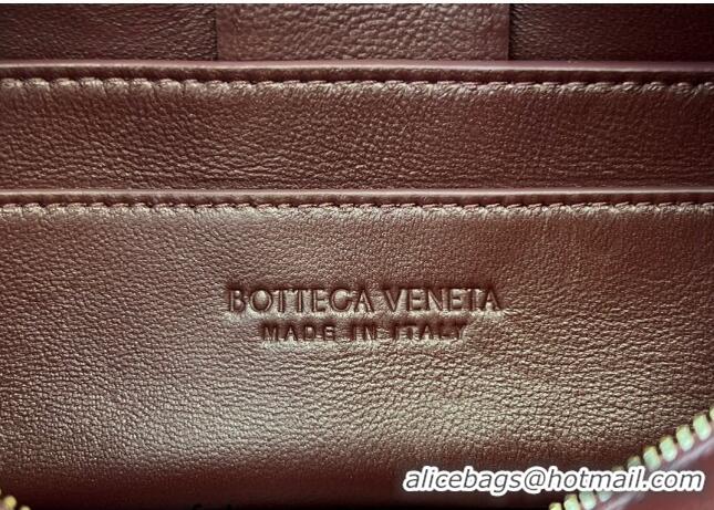 Good Product Bottega Veneta Small Brick Cassette Bag in Intreccio Lambskin 729166 Burgundy 2023