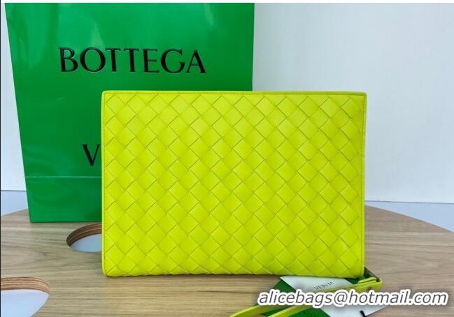 Top Grade Bottega Veneta Men's Small Classic Intrecciato Document Case 693675 Yellow 2023