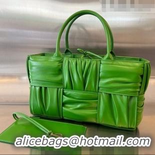 Top Quality Bottega Veneta Small Arco Tote Bag in Foulard Intreccio Leather 729043 Green 2023