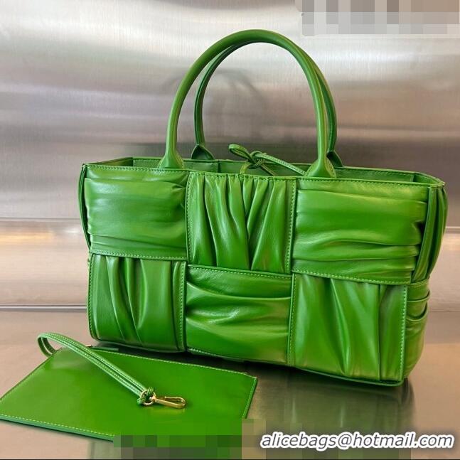 Top Quality Bottega Veneta Small Arco Tote Bag in Foulard Intreccio Leather 729043 Green 2023