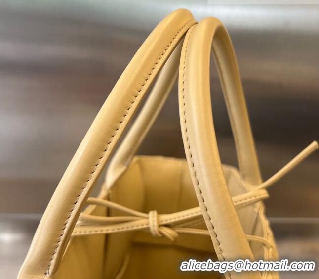 Good Taste Bottega Veneta Small Arco Tote Bag in Foulard Intreccio Leather Porridge 729043 Beige 2023