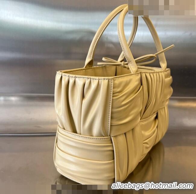 Good Taste Bottega Veneta Small Arco Tote Bag in Foulard Intreccio Leather Porridge 729043 Beige 2023