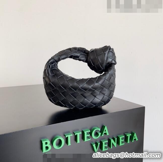 Inexpensive Bottega Veneta Candy Jodie Bag in Intreccio Leather 730828 Black/Silver 2023