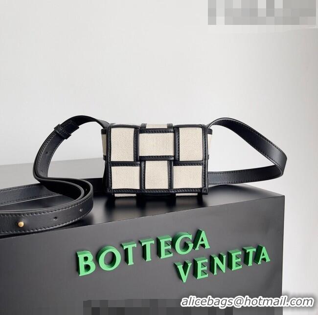 Promotional Bottega Veneta Candy Cassette Intreccio Canvas Mini Bag 714618 Natural/Black 2023