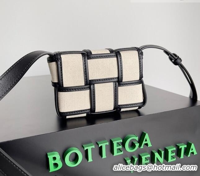 Promotional Bottega Veneta Candy Cassette Intreccio Canvas Mini Bag 714618 Natural/Black 2023