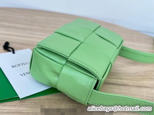 Low Price Bottega Veneta Candy Cassette Intreccio Leather Mini Bag 667048 Green 2023