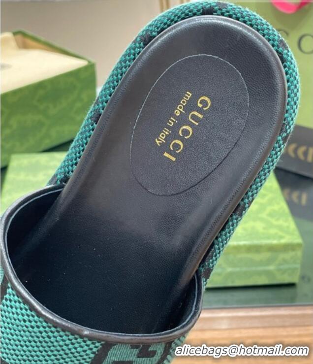 Classic Hot Gucci Jumbo GG Canvas Slide Sandals 5.5cm Green/Black 0302114