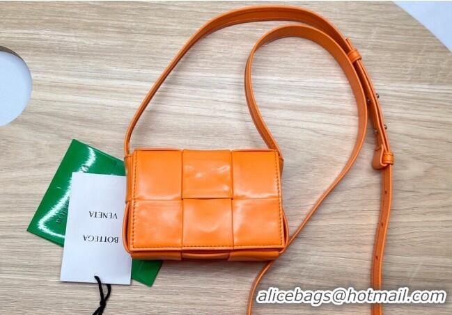 New Fashion Bottega Veneta Candy Cassette Intreccio Leather Mini Bag 667048 Orange 2023