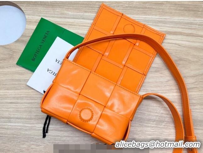 New Fashion Bottega Veneta Candy Cassette Intreccio Leather Mini Bag 667048 Orange 2023