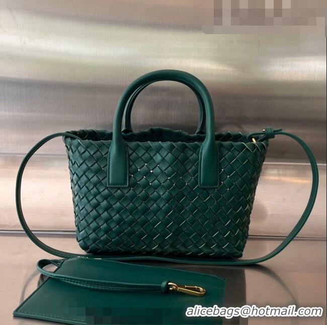 New Design Bottega Veneta Mini Cabat Tote Bag in Intreccio Leather 709464 Green 2023