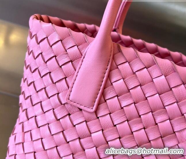 Top Quality Bottega Veneta Mini Cabat Tote Bag in Intreccio Leather 709464 Pink 2023