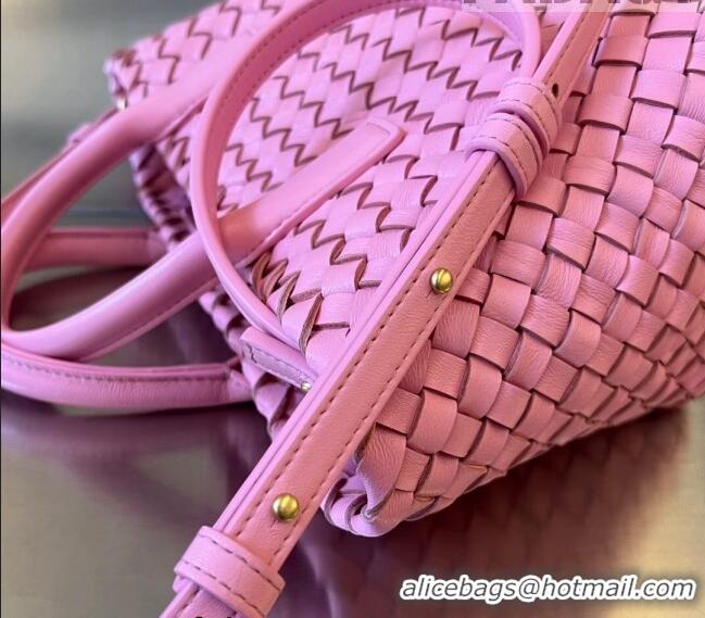 Top Quality Bottega Veneta Mini Cabat Tote Bag in Intreccio Leather 709464 Pink 2023