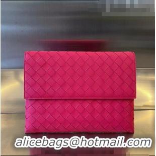 Reasonable Price Bottega Veneta Medium Flap Pouch in Intrecciato Leather 667138 Pink 2023