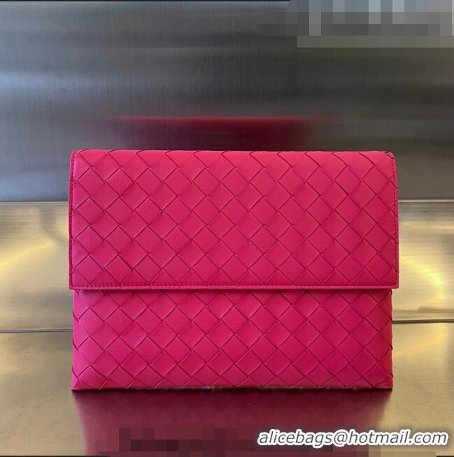 Reasonable Price Bottega Veneta Medium Flap Pouch in Intrecciato Leather 667138 Pink 2023