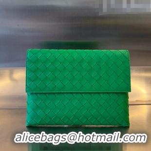 Shop Grade Bottega Veneta Medium Flap Pouch in Intrecciato Leather Parakeet 667138 Green 2023