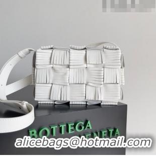 Buy Discount Bottega Veneta Cassette Fringed Intreccio Lambskin Crossbody Bag 680698 White 2023