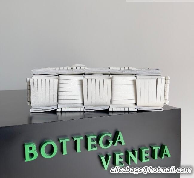 Buy Discount Bottega Veneta Cassette Fringed Intreccio Lambskin Crossbody Bag 680698 White 2023