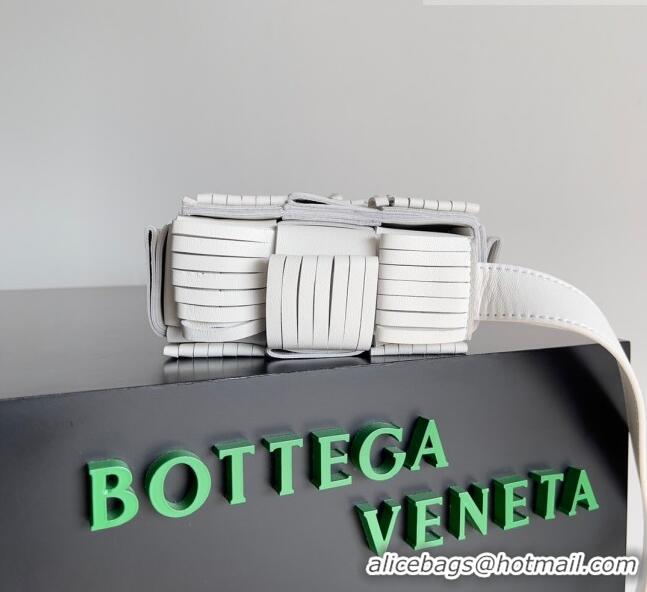 Buy Discount Bottega Veneta Cassette Fringed Intreccio Lambskin Crossbody Bag 680698 White 2023