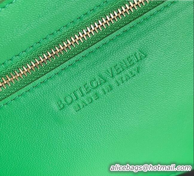 Famous Brand Bottega Veneta Cassette Fringed Intreccio Lambskin Crossbody Bag 680698 Green 2023