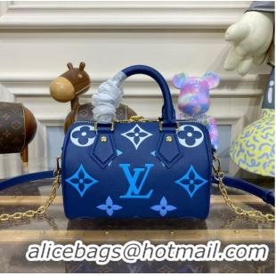 Luxurious Louis Vuitton Monogram Empreinte Speedy Bandouliere 20 M46517 Blue