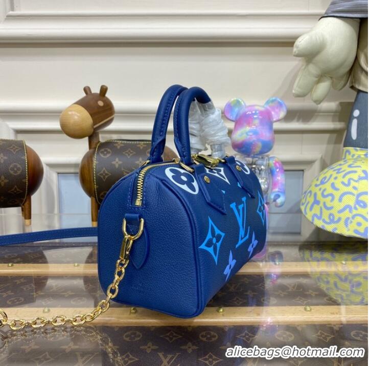 Luxurious Louis Vuitton Monogram Empreinte Speedy Bandouliere 20 M46517 Blue