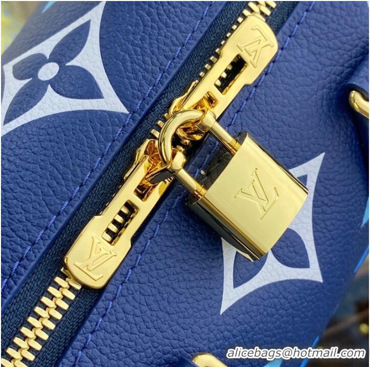 Luxurious Louis Vuitton Monogram Empreinte Speedy Bandouliere 20 M46517 Blue