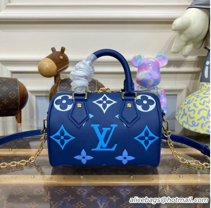 Luxurious Louis Vuitton Monogram Empreinte Speedy Bandouliere 20 M46517 Blue