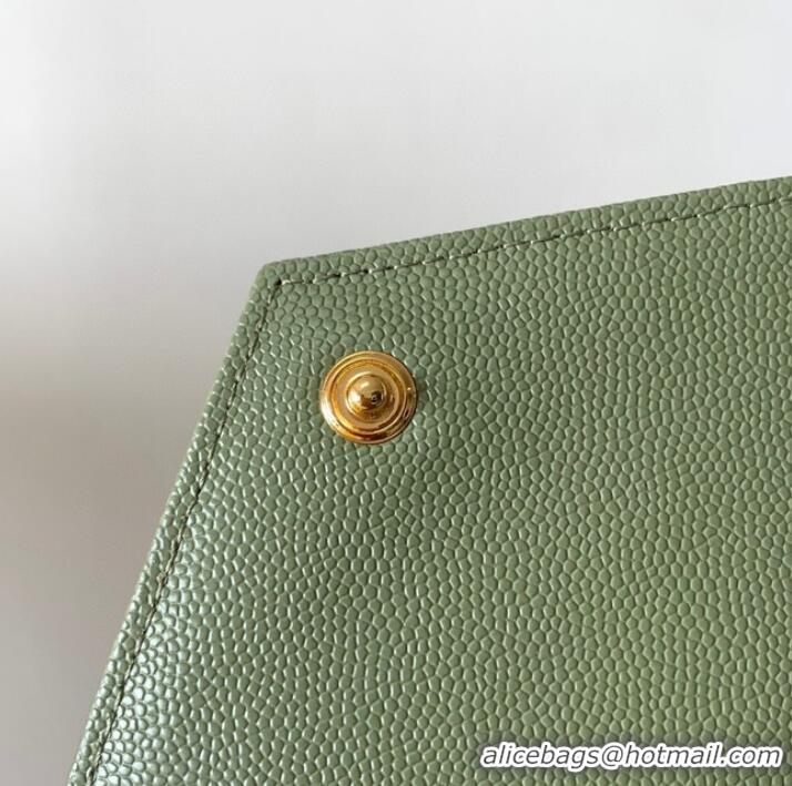 Top Design SAINT LAURENT CASSANDRE MATELASSE ENVELOPE CHAIN WALLET IN GRAIN DE POUDRE EMBOSSED LEATHER 393953 GREEN