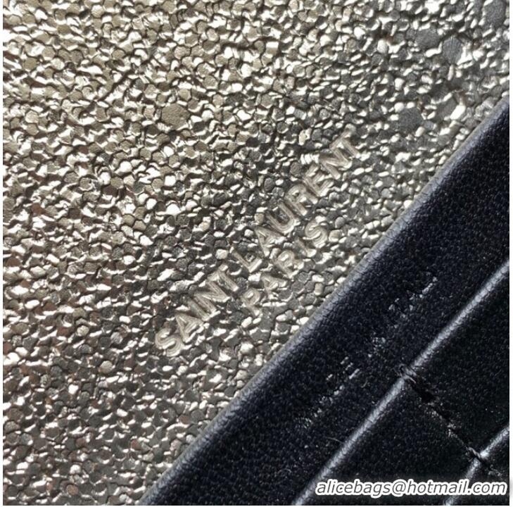 Discount SAINT LAURENT CASSANDRE MATELASSE ENVELOPE CHAIN WALLET IN GRAIN DE POUDRE EMBOSSED LEATHER 393953 Silver