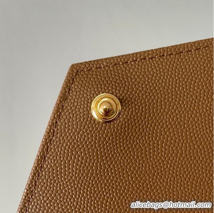 Inexpensive SAINT LAURENT CASSANDRE MATELASSE ENVELOPE CHAIN WALLET IN GRAIN DE POUDRE EMBOSSED LEATHER 393953 Golden Br