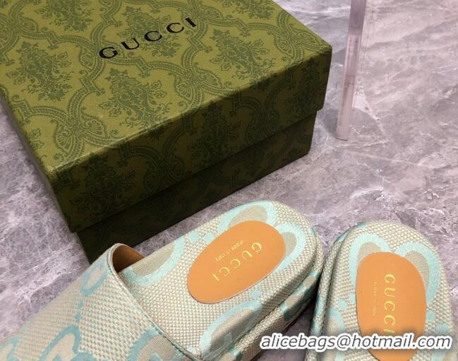 Low Price Gucci Jumbo GG Canvas Platform Slide Sandals 5cm Green 0321091