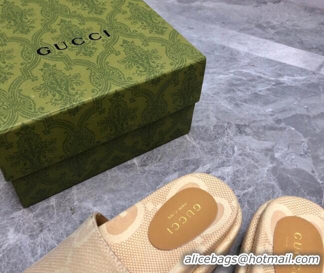 Good Product Gucci Jumbo GG Canvas Platform Slide Sandals 5cm Yellow 321086