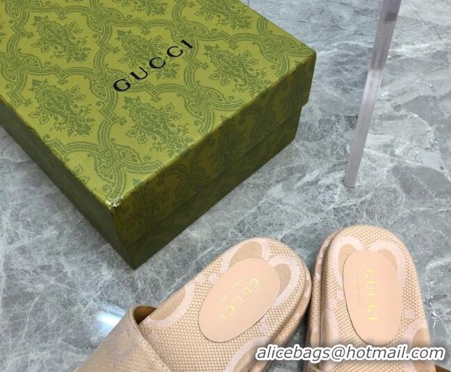 Stylish Gucci Jumbo GG Canvas Platform Slide Sandals 5cm Nude 321089