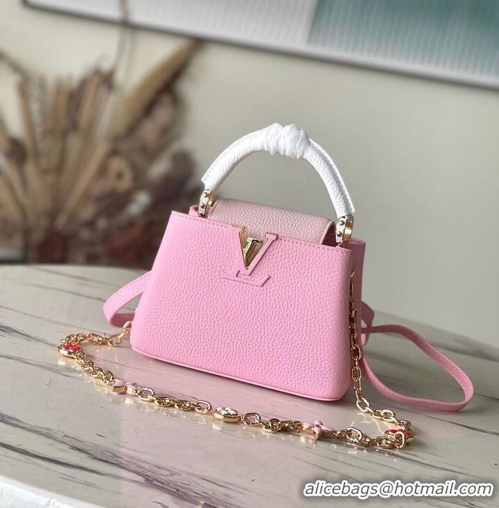 Pretty Style Louis Vuitton Capucines Original Leather Bag M22375 Light Pink