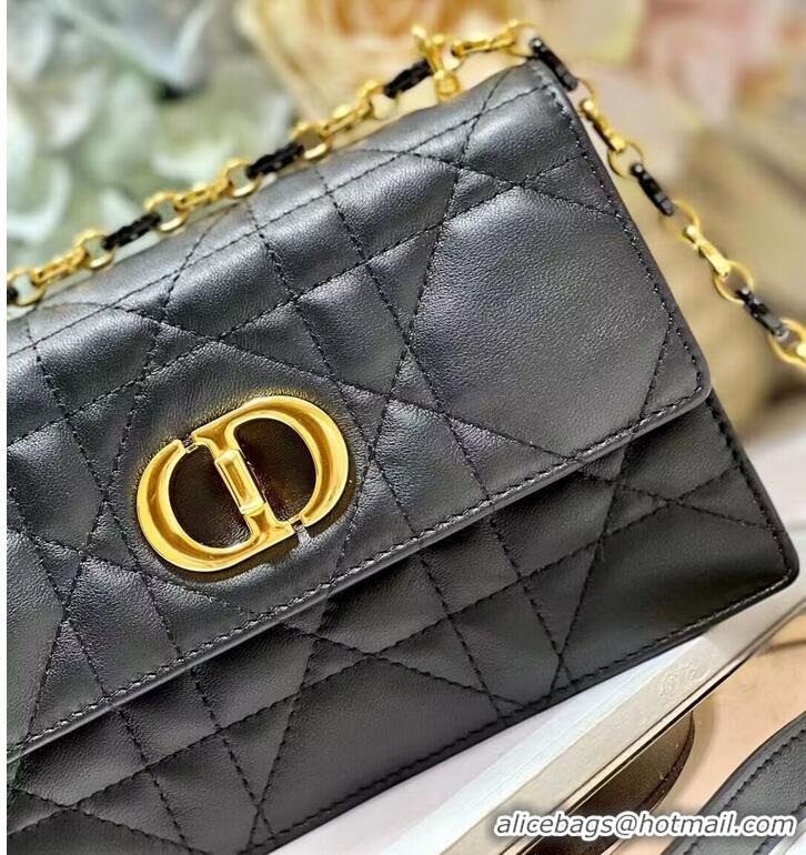 Famous Brand Dior MISS CARO MINI BAG Macrocannage Lambskin S5169UD BLACK