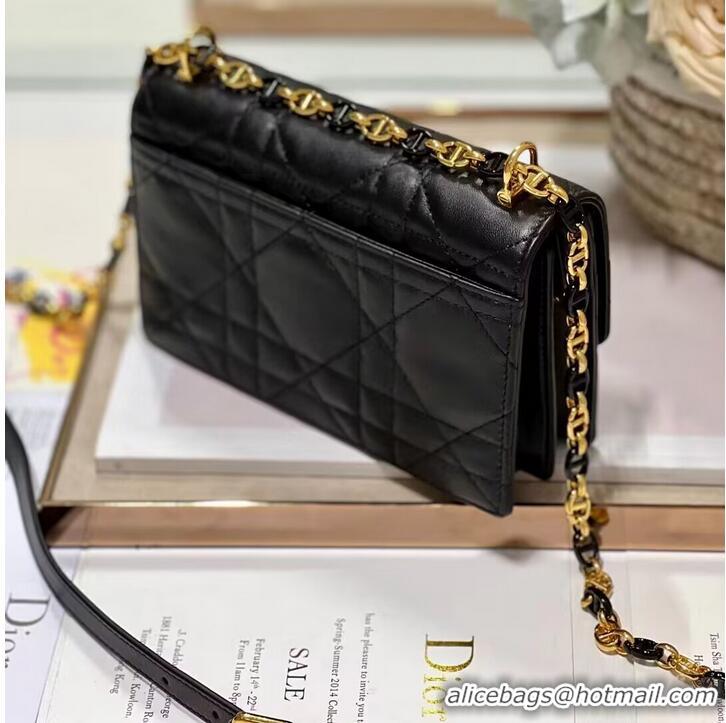 Famous Brand Dior MISS CARO MINI BAG Macrocannage Lambskin S5169UD BLACK