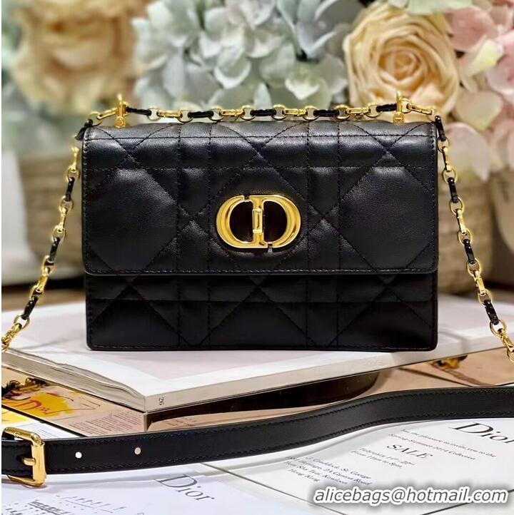 Famous Brand Dior MISS CARO MINI BAG Macrocannage Lambskin S5169UD BLACK