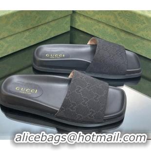 Best Price Gucci Classic GG Canvas Flat Slide Sandals Black 321100