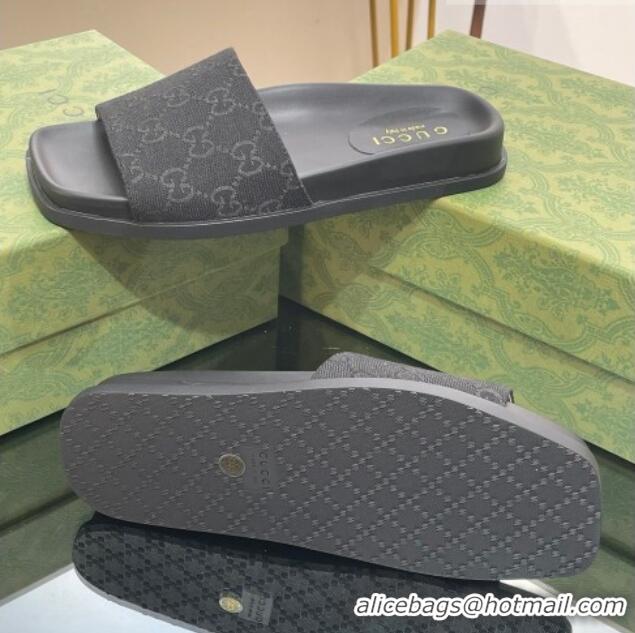 Best Price Gucci Classic GG Canvas Flat Slide Sandals Black 321100