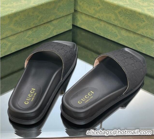 Best Price Gucci Classic GG Canvas Flat Slide Sandals Black 321100