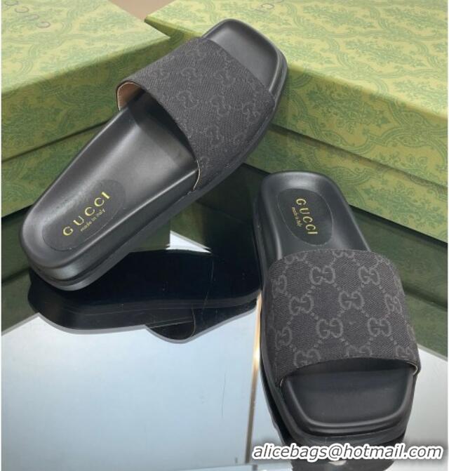 Best Price Gucci Classic GG Canvas Flat Slide Sandals Black 321100